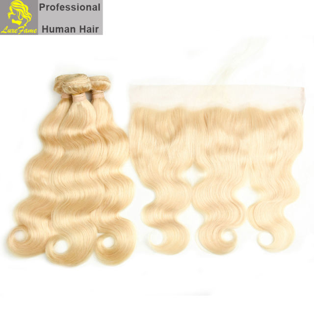7A virgin Hair With Lace Frontal  613# hair Body Wave2pcs or 3pcs or 4pcs/pack free shipping