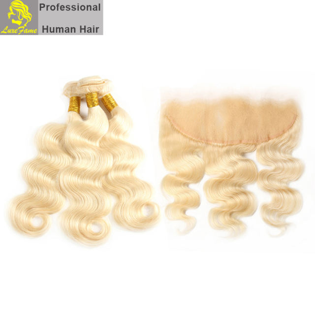 8A virgin Hair With Lace Frontal  613# hair Body Wave2pcs or 3pcs or 4pcs/pack free shipping