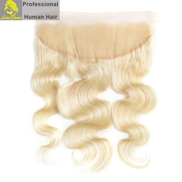 Luxefame 13"*4" Free Part Body Wave Lace Frontal Brazilian Remy Hair with Bleached Knots 100% Human Hair