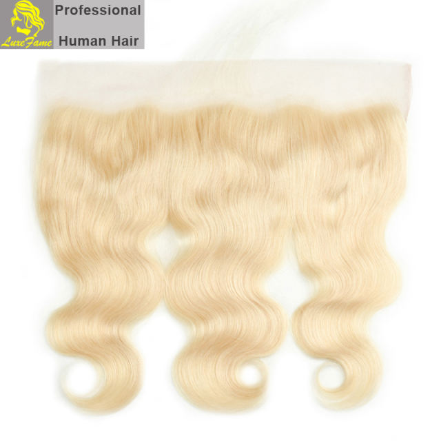 Luxefame 13"*4" Free Part Body Wave Lace Frontal Brazilian Remy Hair with Bleached Knots 100% Human Hair