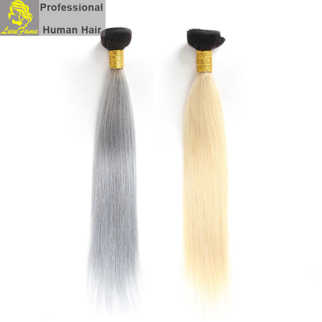 Virgin hair straight Color T#1B/Grey/613# 1pc or 5pcs/pack free shipping