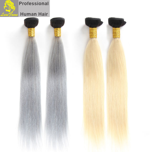Virgin hair  straight Color T#1B/Grey/613# 2pcs or 3pcs or 4pcs/pack free shipping