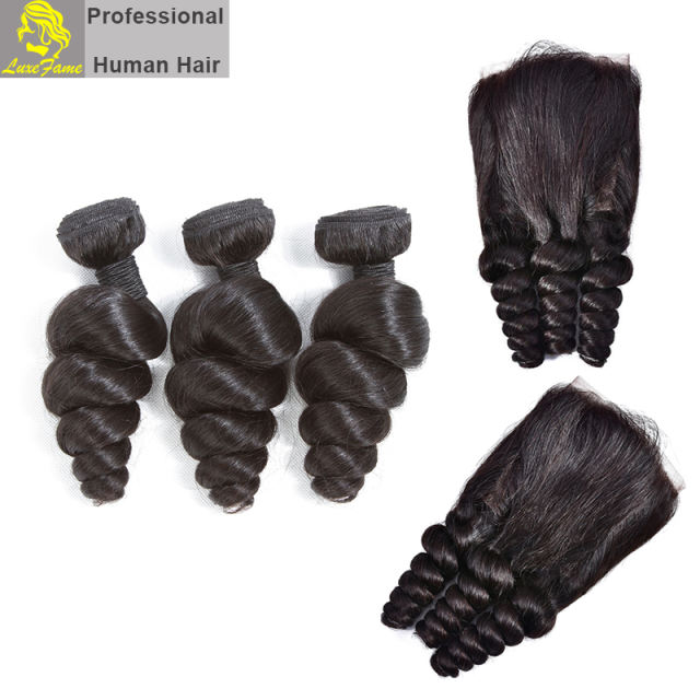 Top Grade 2/3/4PCS Virgin Hair With Lace Frontal Loose Wave For A Full Head Shipping