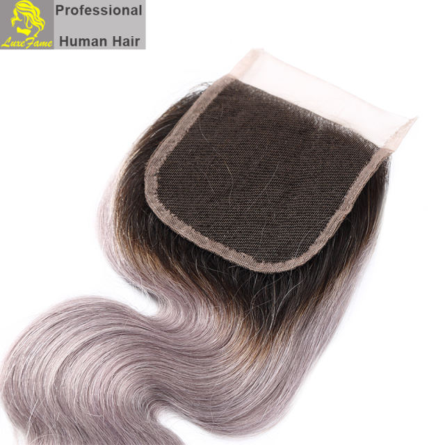 Luxefame hair Remy Hair 9A 1B/Grey Lace Closure