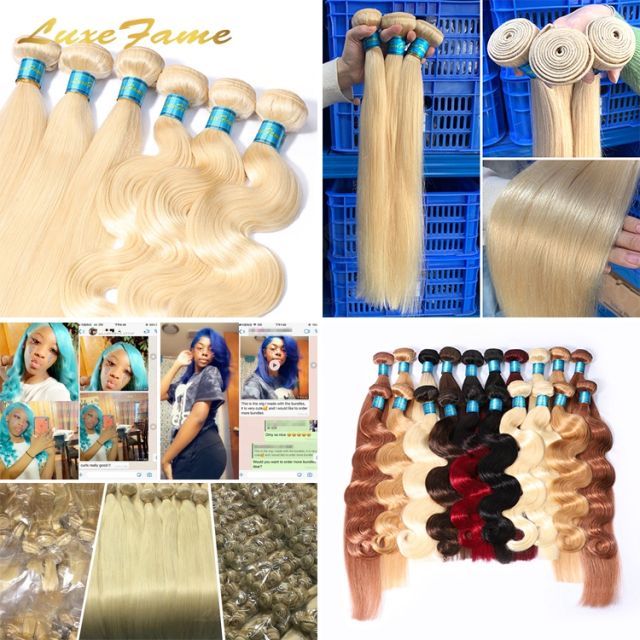 Luxefame 613 Blonde Bundle Brazilian Straight Wave Hair vendor Blonde Human Hair Bundle