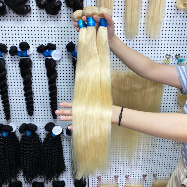 Luxefame 613 Blonde Bundle Brazilian Straight Wave Hair vendor Blonde Human Hair Bundle