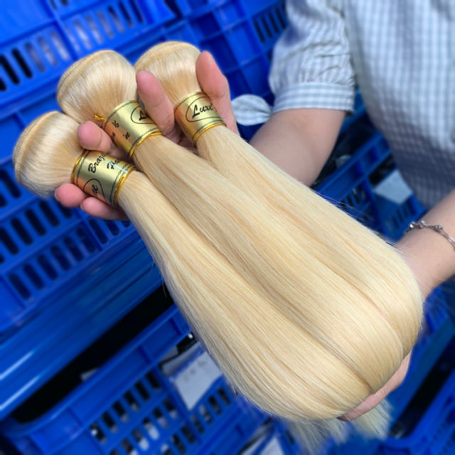 Luxefame 613 Blonde Bundle Brazilian Straight Wave Hair vendor Blonde Human Hair Bundle