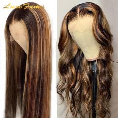 Drop Shipping P4/27 Highlight Curly Frontal Wig Human Hair Lace Wigs With Top Quality