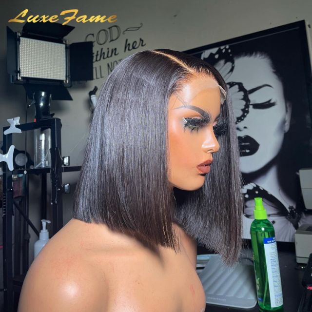 Cheap pre pluck lace frontal closure wig,bob wigs human hair lace front brazilian,bone straight short human hair wigs for women