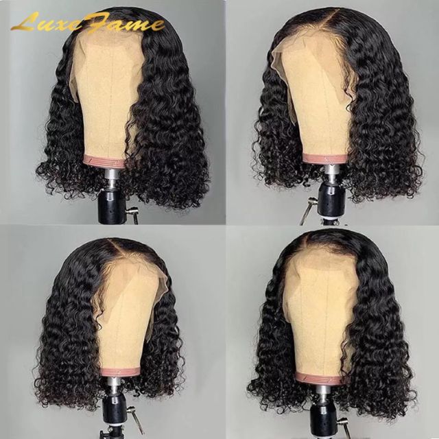 Drop shipping 4*4 13*4  Deep Curly HD Lace Front Human Hair Wigs,Pre Plucked Hairline Short Bob Wigs for Black Women,deep part lace front wigs