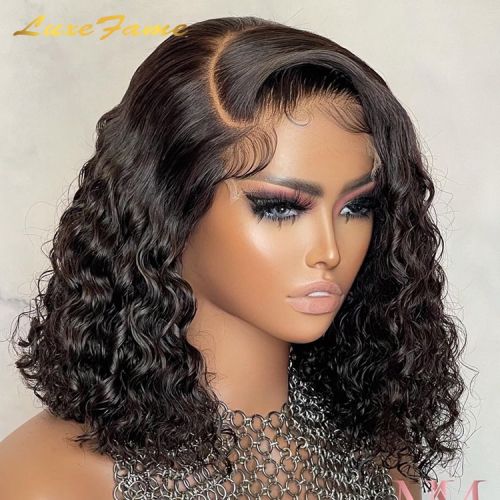 Luxefame Drop Shipping 4*4 13*4  Deep Curly Hd Lace Front Human Hair Wigs, Pre Plucked Hairline Short Bob Wigs For Black Women