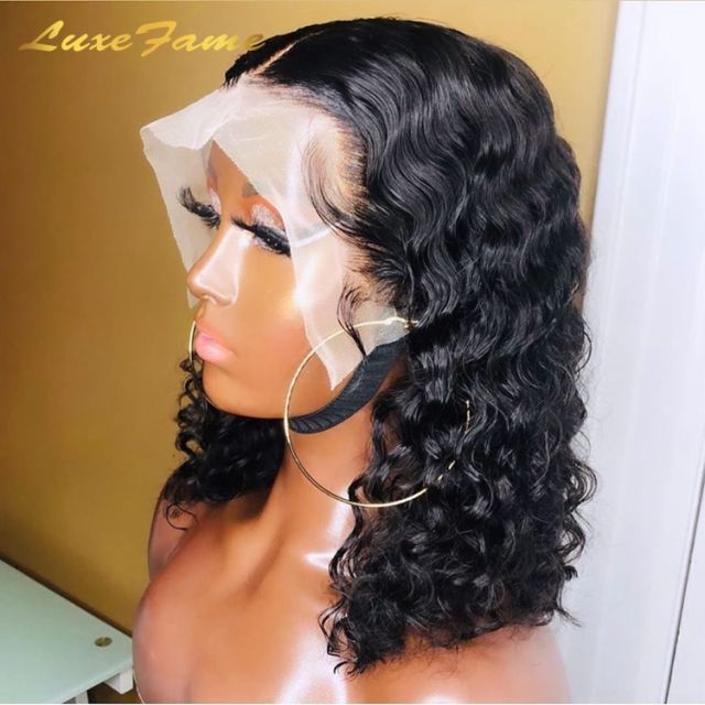 Drop shipping 4*4 13*4  Deep Curly HD Lace Front Human Hair Wigs,Pre Plucked Hairline Short Bob Wigs for Black Women,deep part lace front wigs