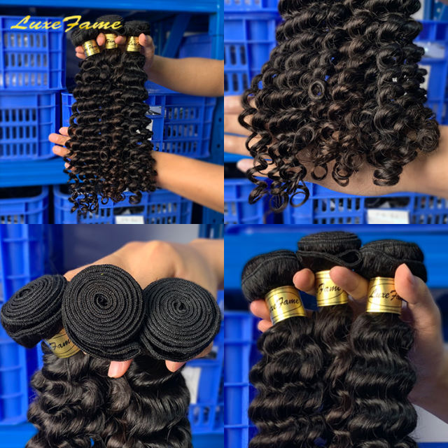 Full Cuticle No Smell,Unprocessed 100% Human Hair Bundles Extension Deep Wave Brazilian Raw Virgin Cuticle Aligned Hair