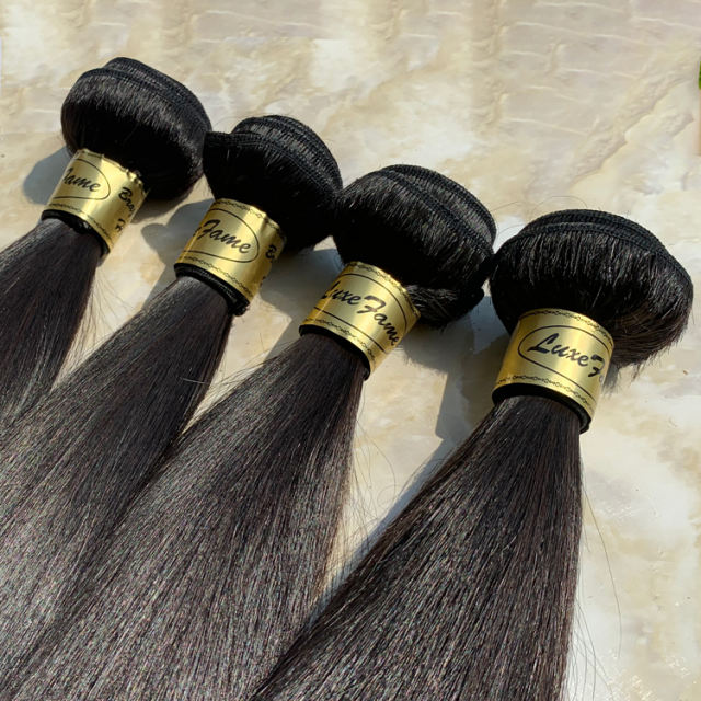 Luxefame Straight Human Hair Bundles 100% Brazilian Raw Virgin Hair Vendors Bone and Unprocessed Cuticle Aligned Hair