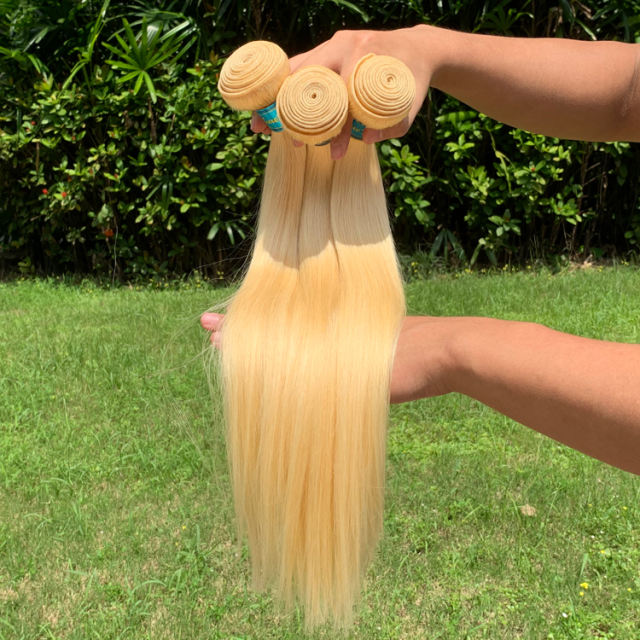 Luxefame Blonde 613 Color 40 Inch Long Brazilian Straight Hair Bundle Human Hair Virgin Brazilian Hair Weave