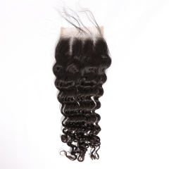 Luxefame Lace Closure 4x4 Illusion Lace Closure Loose Wave ,Invisible Lace Raw Unprocessed Hd Closure