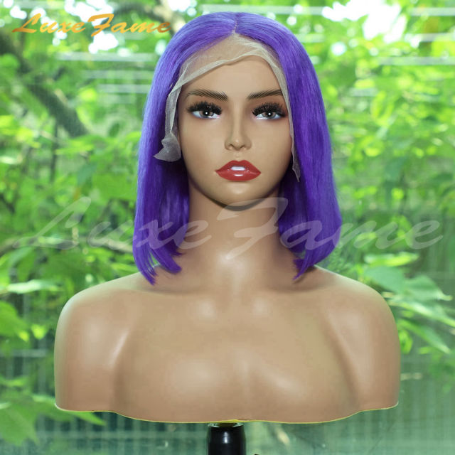 Luxefame Hair Raw Brazilian Purple Cut Bob Wigs Lace Wigs 100% Virgin Human Hair