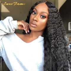 Deep Wave 13X4 Lace Frontal Human Hair Wigs Transparent Lace Front Brazilian Remy Wig