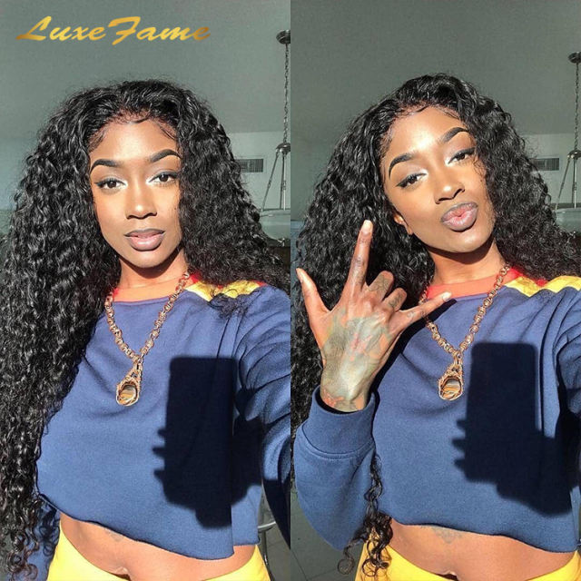 Deep Wave 13X4 Lace Frontal Human Hair Wigs Transparent Lace Front Brazilian Remy Wig