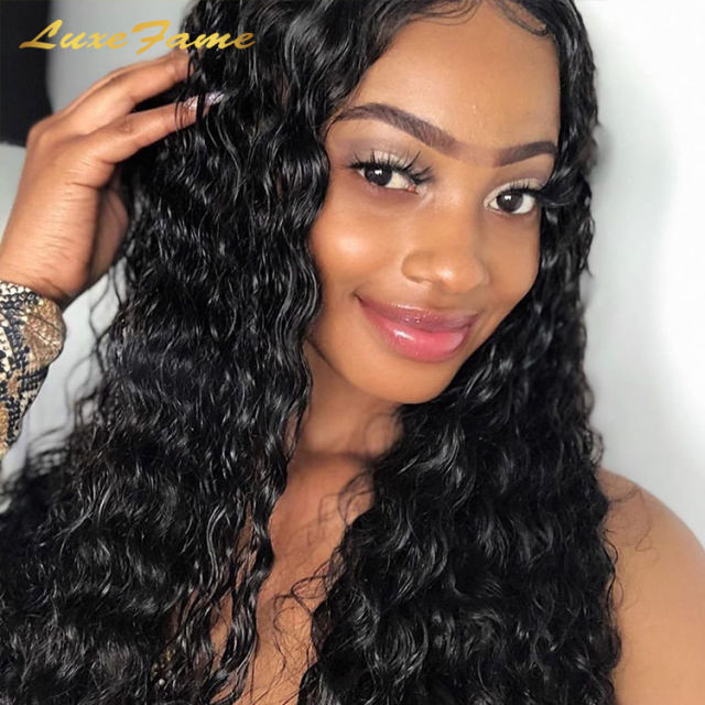 Luxefame Hair  13x4 Transparent Lace Frontal Human Hair Wigs 150 Density Remy 13x4 Water Curly Front Wig For Women