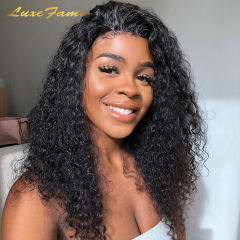 Luxefame Hair  13x4 Transparent Lace Frontal Human Hair Wigs 150 Density Remy 13x4 Water Curly Front Wig For Women