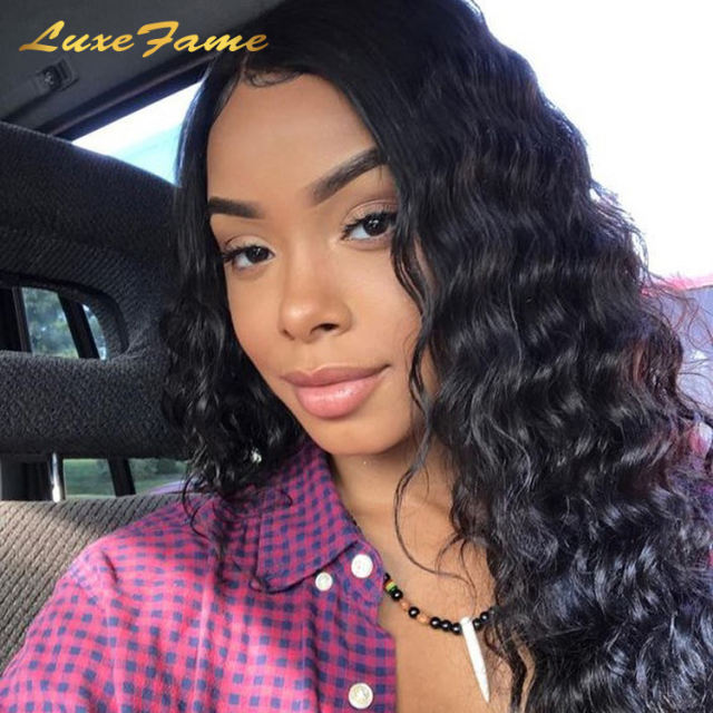 Luxefame Hair  13x4 Transparent Lace Frontal Human Hair Wigs 150 Density Remy 13x4 Water Curly Front Wig For Women