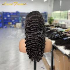 Transparent Lace Frontal Human Hair Wigs180 Density Remy 13x4 Pineapple Wave  Front Wig For Women