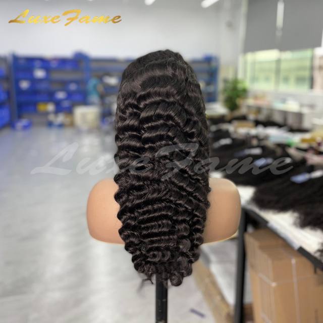 Transparent Lace Frontal Human Hair Wigs180 Density Remy 13x4 Pineapple Wave  Front Wig For Women