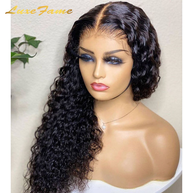 Luxefame 30 Inch Deep Wave 13x4 Hd Curly Lace Front Human Hair Wigs Pre Plucked Lace Wig 13x4  Lace Frontal Wigs For Women