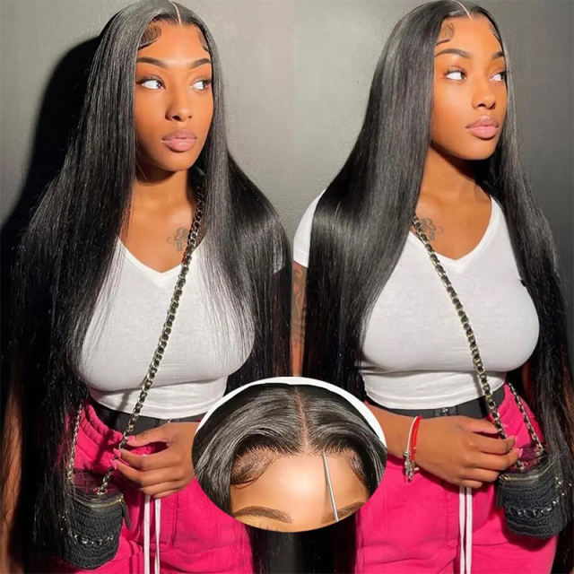 Luxefame 180 Density Lace Wig Straight Hair PrePlucked 4x4 Closure Lace Wig Remy Hair