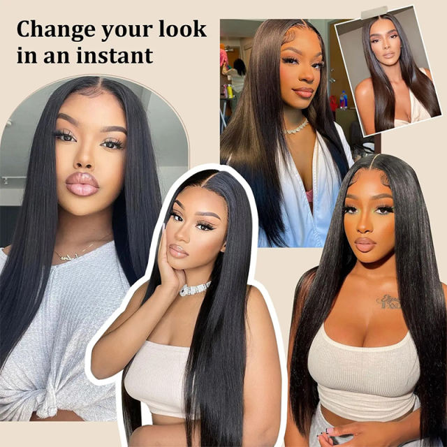 Luxefame  Transparent Bone Straight  Lace Closure Human Hair Wigs Brazilian  Wigs For Women