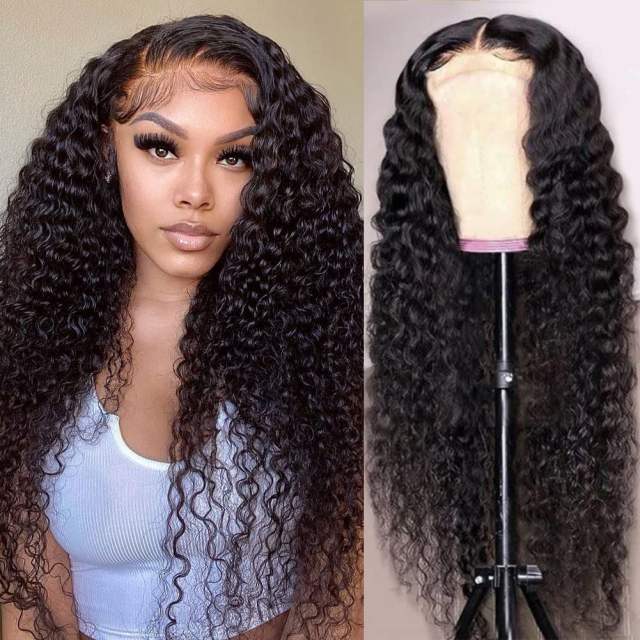 Luxefame  180 Density 5x5 Lace Closure Wig Deep Wave Wig Human Hair Brazilian Transparent 5x5 Lace Wig