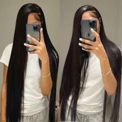Luxefame  180 Density 5x5 Straight Wig Brazilian Human Hair Preplucked Transparent Lace 5x5 Lace Closure Human Hair