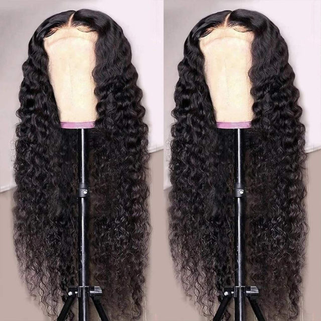 Luxefame  180 Density 5x5 Lace Closure Wig Deep Wave Wig Human Hair Brazilian Transparent 5x5 Lace Wig
