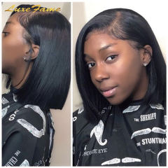 Luxefame  Straight 13x4 Lace Frontal Bob Wig Human Hair Pre Plucked Natural Color Bob Wig