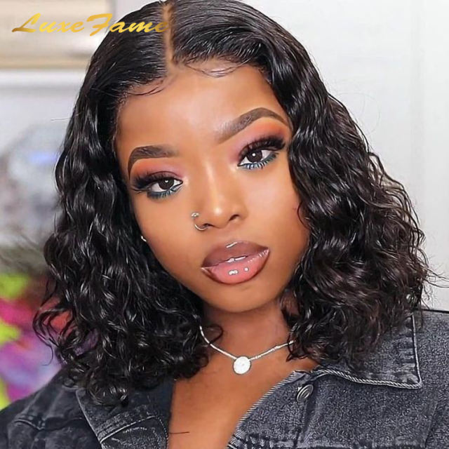 Curly Wigs Short Bob 13×4 Lace Frontal Human Hair Pre Plucked 100% Human Hair Deep Wave 4x4 Lace Front Closure Bob Wig For Women