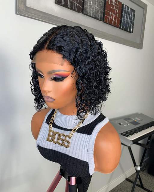 Luxefame  Curly Human Hair 4x4 13X4 Closure Bob Wig Human Hair Wig Natural Hairline