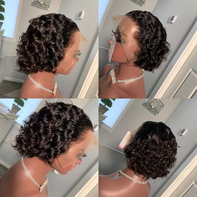 Luxefame Curly Short Bob 13x4 Lace Frontal Wig  Deep Wave 4x4 Transparent Lace Front Wigs 100% Human Hair For Women