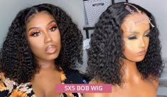 Luxefame  Short Bob Wig Human Hair Straight Bob Wig 5x5 Lace Closure Wigs