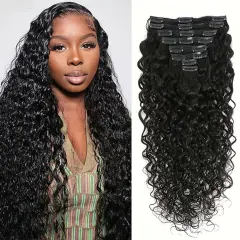 Luxefame Brazilian Remy Hair Clips in Human Hair Extensions 14-24 Inches For Women Deep Wave