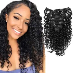Luxefame Brazilian Remy Hair Clips in Human Hair Extensions 14-24 Inches For Women Deep Wave