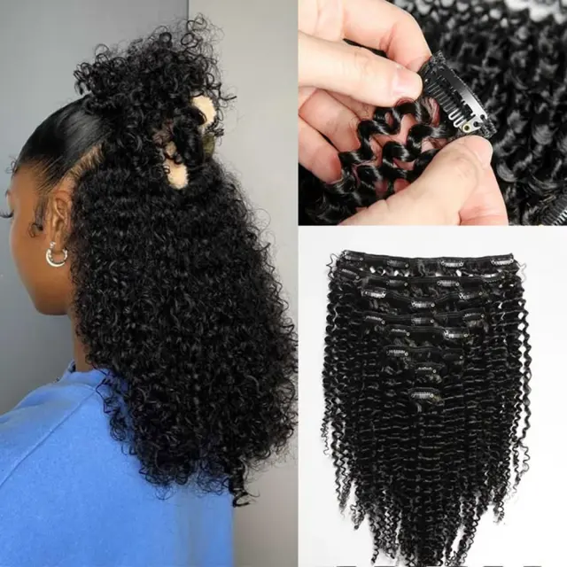 Luxefame Brazilian Remy Hair Clips in Human Hair Extensions 14-24 Inches For Women Deep Wave