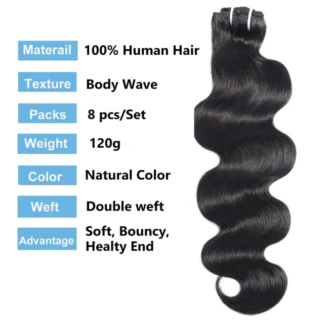 Luxefame Body Wave Clip In Human Hair Extensions Full Head Brazilian Virgin Hair
