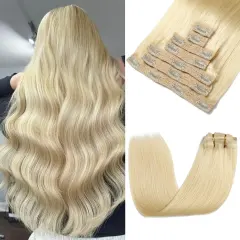 Luxefame 613 Blonde Straight Clip In Hair Extensions Human Hair 100% Human Hair Thick Hair For Women