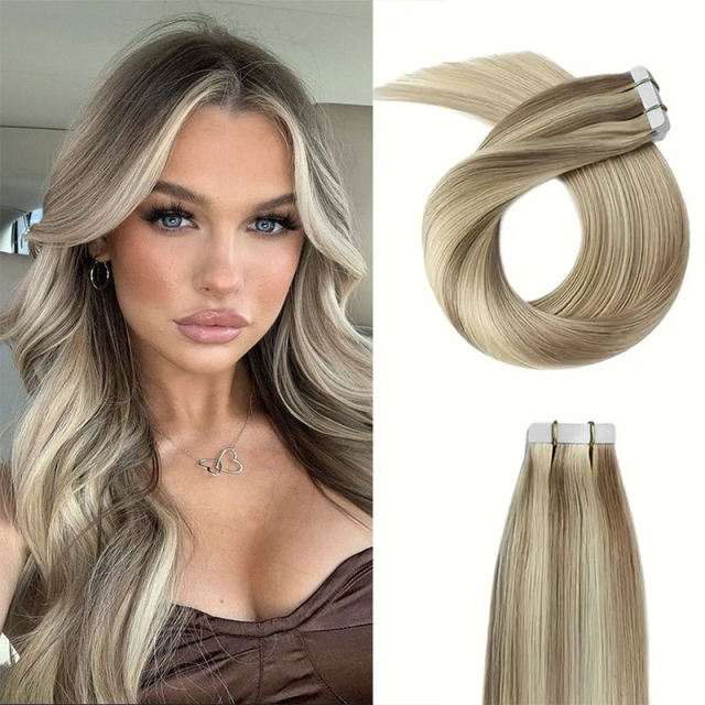 Luxefame Tape In Hair Extensions 14"-24" Real Human Hair Straight  Remy Skin Weft Adhesive Tape for Women