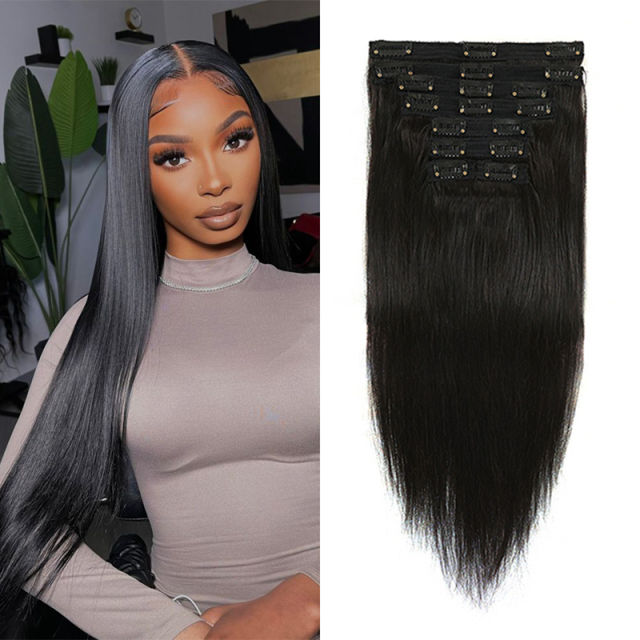 Luxefame Invisible Thick PU Clip In Human Hair Extensions Remy Human Hair Clip Natural Soft Human Hair Natural Black