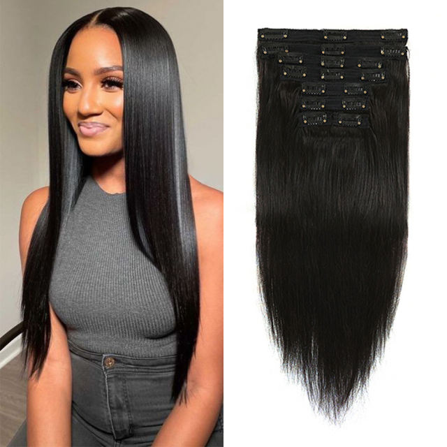 Luxefame Invisible Thick PU Clip In Human Hair Extensions Remy Human Hair Clip Natural Soft Human Hair Natural Black