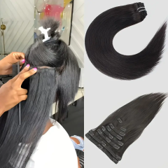 Luxefame Invisible Thick PU Clip In Human Hair Extensions Remy Human Hair Clip Natural Soft Human Hair Natural Black