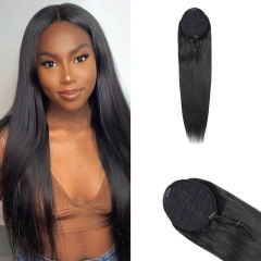 Luxefame Long Straight Drawstring Ponytail Extensions 100% Human Hair Clip In Ponytail Hairpieces Natural Black 1B