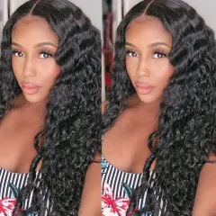 Luxefame PU Tape In Human Hair Extensions  Deep Wave 100% Raw Human Hair Tape-Ins Wavy Vietnamese Hair